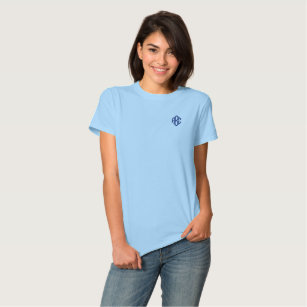 Embroidered Light Blue Monogram Women's T-shirt
