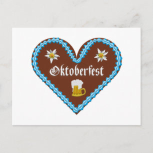Embroidered Oktoberfest gingerbread heart Postcard