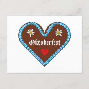 Embroidered Oktoberfest Munich gingerbread heart Postcard
