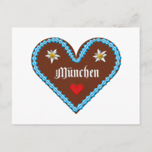 Embroidered Oktoberfest Munich gingerbread heart Postcard