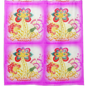 embroidered palm trees pink