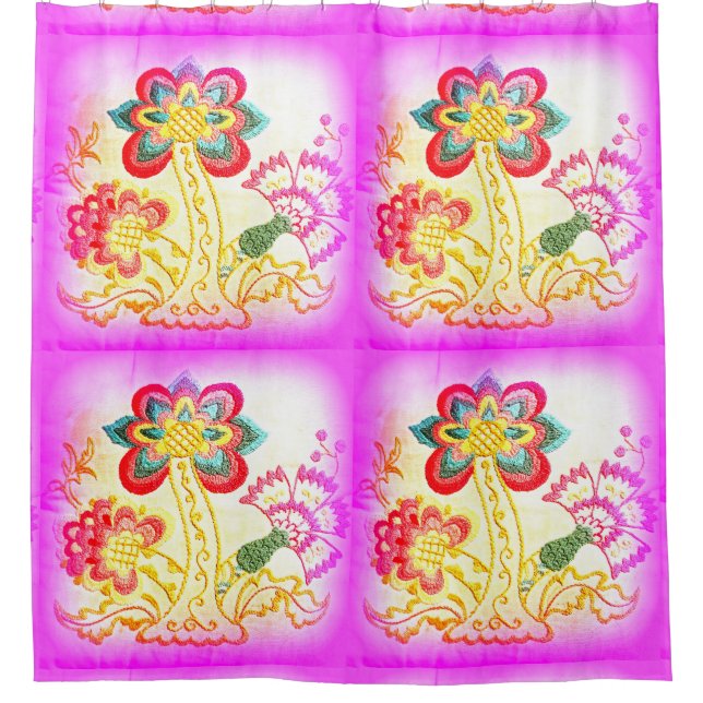 embroidered palm trees pink (Front)