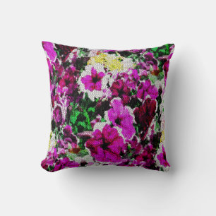 Embroidered Pansies.... Throw Pillow