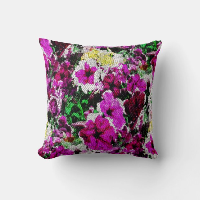 Embroidered Pansies.... Throw Pillow (Front)