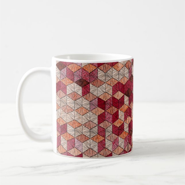 Embroidered patchwork seamless pattern. Bohemian.  Coffee Mug (Left)