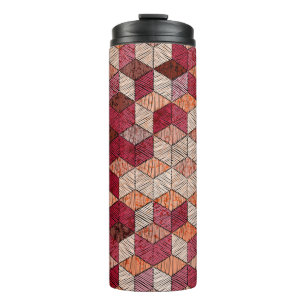 Embroidered patchwork seamless pattern. Bohemian.  Thermal Tumbler