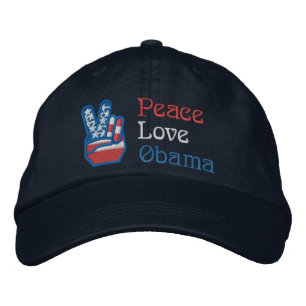 Embroidered Peace, Love, Obama Hat