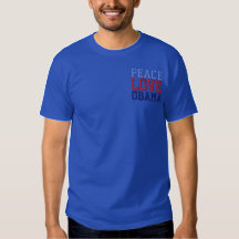 Embroidered Peace Love Obama Polo Shirt