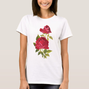 Embroidered Red Roses T-Shirt