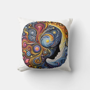 Embroidered Rhythms: A Folk Art Symphony Throw Pillow