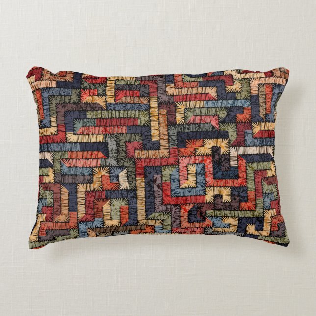 Embroidered seamless geometric pattern. Ethnic and Accent Pillow (Front)
