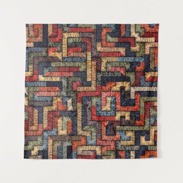 Embroidered seamless geometric pattern. Ethnic and Tapestry (Front)
