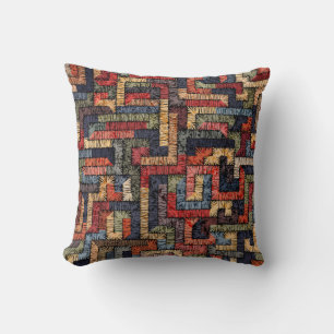 Embroidered seamless geometric pattern. Ethnic and Throw Pillow