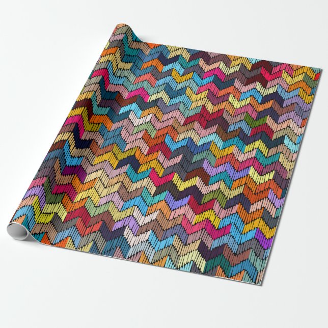 Embroidered seamless geometric pattern. Ornament E Wrapping Paper (Unrolled)