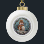 Embroidered Snowman  Ceramic Ball Christmas Ornament<br><div class="desc">Embroidery effect makes this snowman a stunning ornament for your Christmas tree or for a Christmas gift. Add a name on the front it you want to personalize!</div>