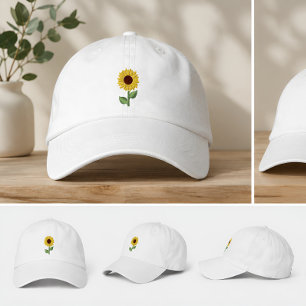 Embroidered Sunflower Custom Hat Floral Nature Cap
