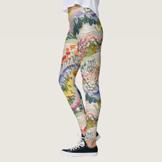  Embroidered Valley in Spring Leggings - Cute (Left)