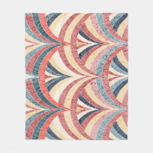 Embroidered wavy bohemian seamless print. fleece blanket