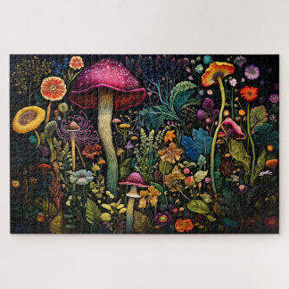 Embroidered Wild Fungi Jigsaw Puzzle