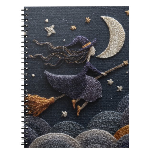 Embroidered Witch Moonlight Sky Notebook (Front)