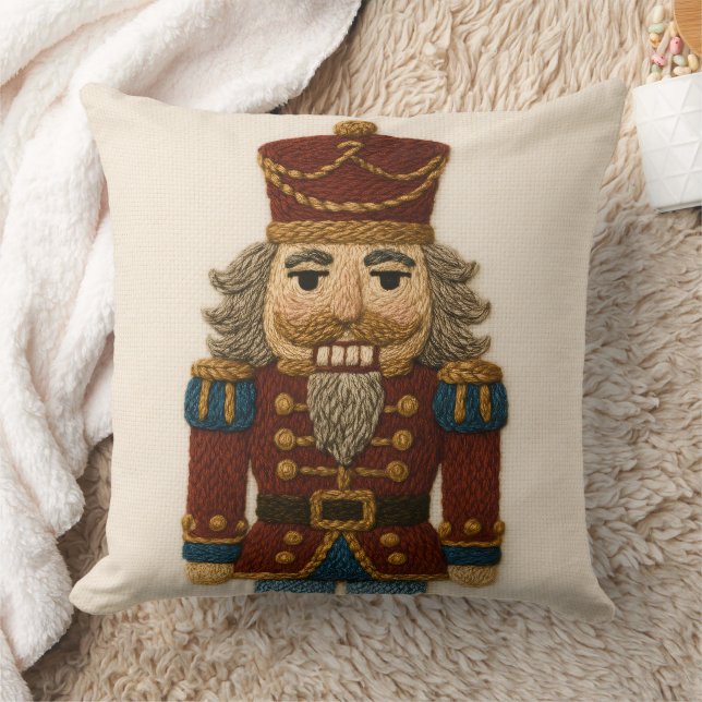 Embroidery Christmas Nutcracker Throw Pillow (Blanket)