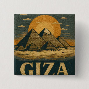 Embroidery Egyptian Pyramids of Giza Great Pyramid 2 Inch Square Button