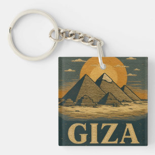 Embroidery Egyptian Pyramids of Giza Great Pyramid Keychain