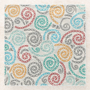 Embroidery fancy rumpled paper glass coaster