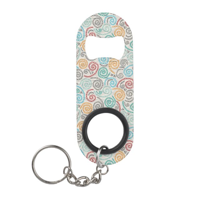 Embroidery fancy rumpled paper keychain bottle opener (Front)