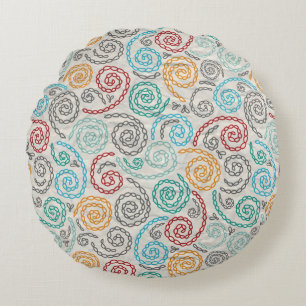 Embroidery fancy rumpled paper round pillow