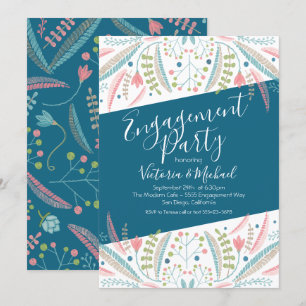 Embroidery Floral Engagement Party Invitations