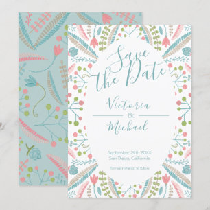 Embroidery Floral Save the date invitations