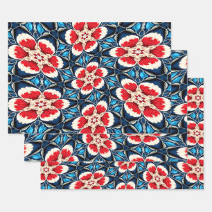 Embroidery Flower Patterns Wrapping Paper Sheet