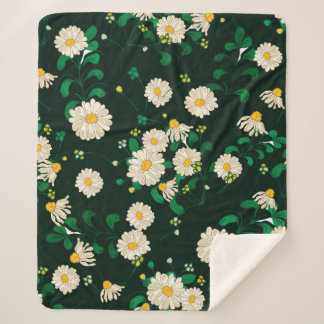 Embroidery flowers and leaves seamless pattern. Im Sherpa Blanket