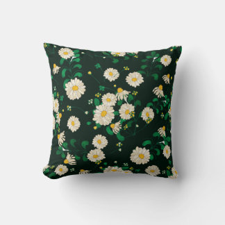Embroidery flowers and leaves seamless pattern. Im Throw Pillow