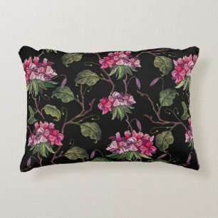 Embroidery geranium flowers seamless pattern accent pillow