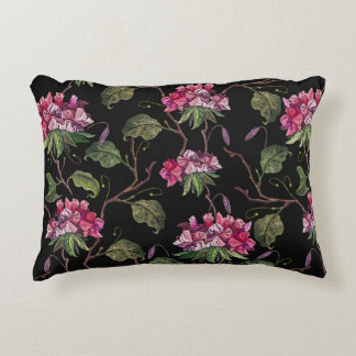 Embroidery geranium flowers seamless pattern accent pillow