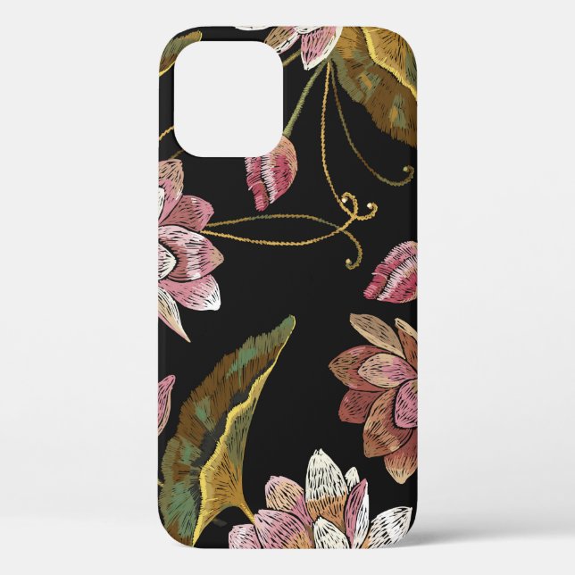 Embroidery Lotus Flowers Seamless Pattern Case-Mate iPhone Case (Back)