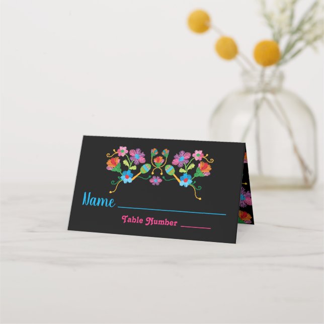 Embroidery Mexican Fiesta table cards (Front)
