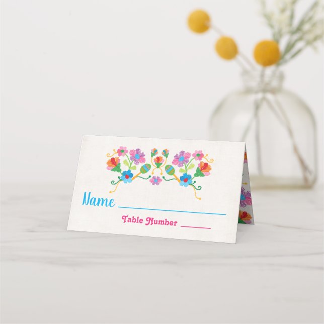 Embroidery Mexican Fiesta table cards (Front)