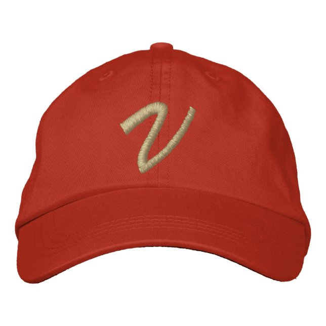 Embroidery Monogram Letter V Initial Embroidered Hat (Front)