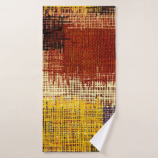 Embroidery ornament, coloured lines, bohemian styl bath towel (Bath Towel)