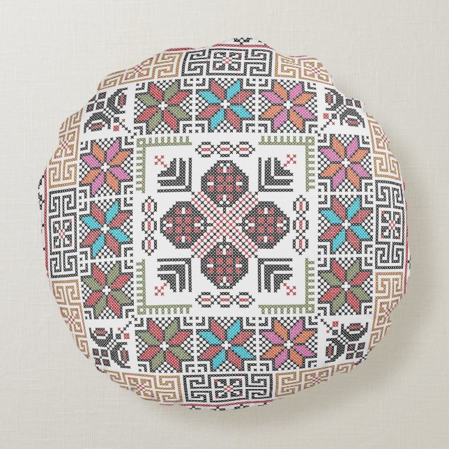 Embroidery Pattern Pillow Palestinian Tatreez Art (Back)