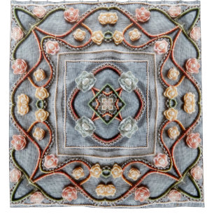 Embroidery pattern with cotton thread lace, pearls