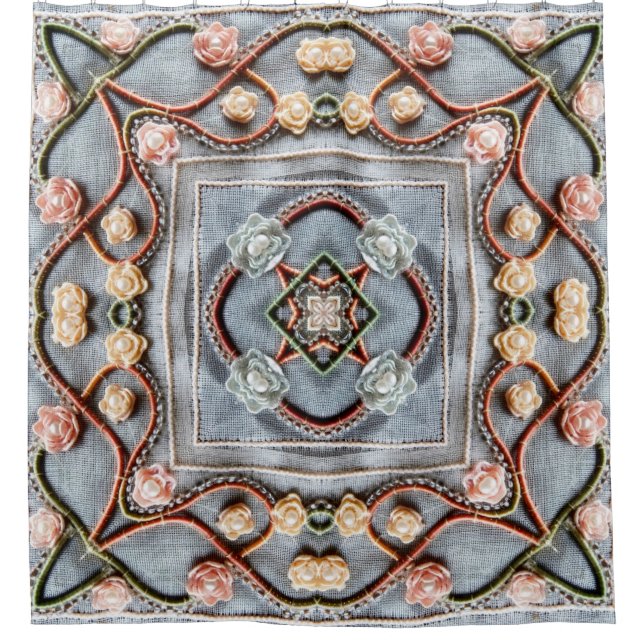 Embroidery pattern with cotton thread lace, pearls (Front)