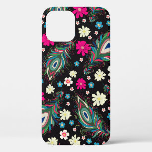 Embroidery peacock feathers seamless pattern. Clas iPhone 12 Case