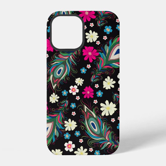 Embroidery peacock feathers seamless pattern. Clas iPhone Case (Back)