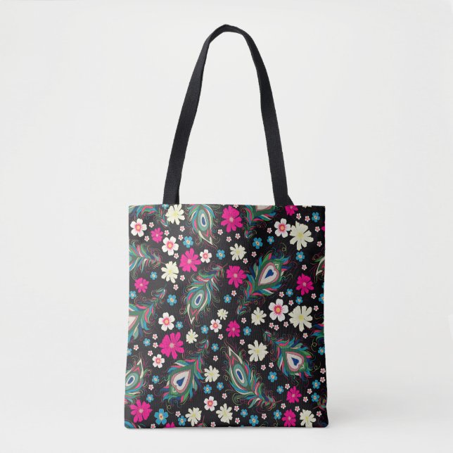 Embroidery peacock feathers seamless pattern. Clas Tote Bag (Front)