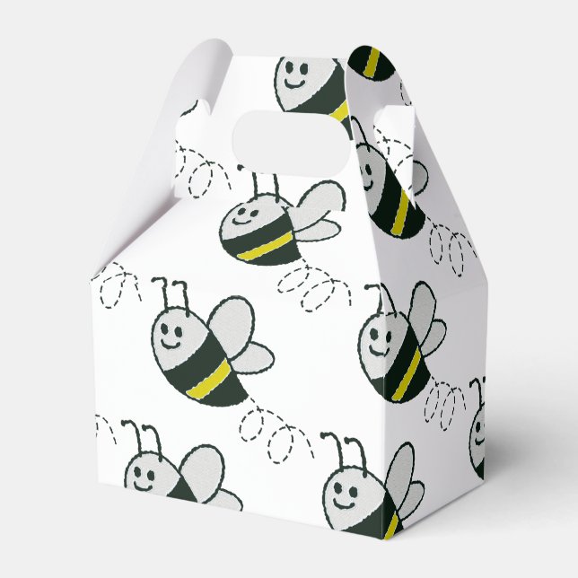 Embroidery Print Cute Bee Baby Shower Favor Box (Front Side)