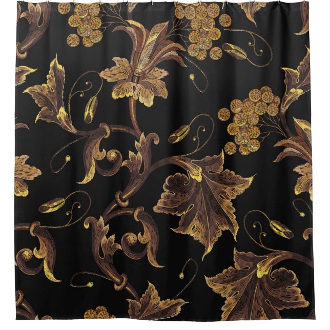 Embroidery renaissance golden floral seamless patt (Front)